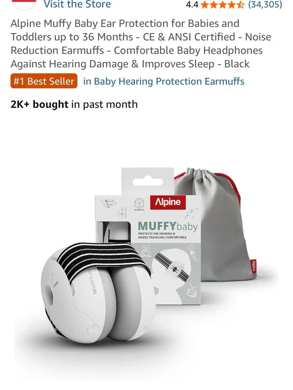Alpine Muffy Ear Protection for Babies and Toddlers up to 36 Months